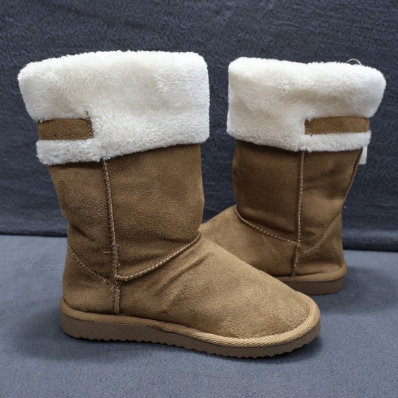 Old Navy Girls' Size 1 Faux Suede Winter Boots with Faux Fur Trim - New - Picture 9 of 12